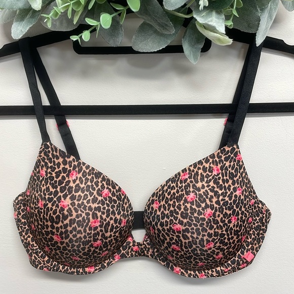 Victoria’s Secret Push-Up Bra Cheetah Rose Animal Print 34D - Picture 1 of 15